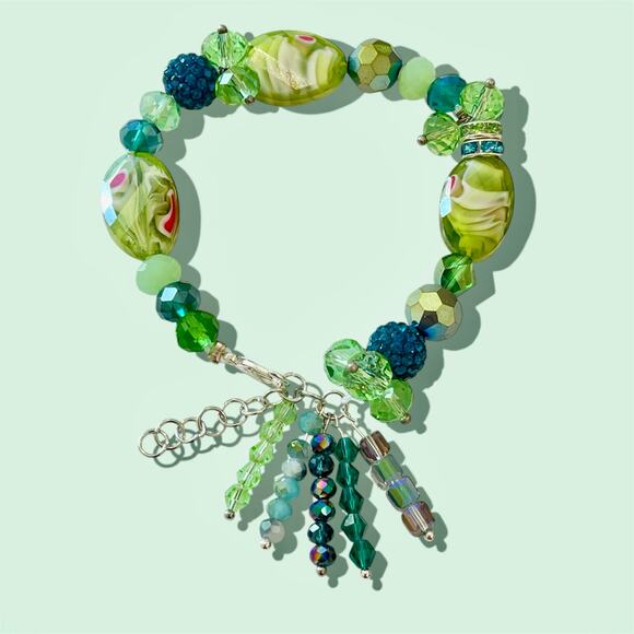 Swarovski Beaded Bracelet- Green - Picture 4 of 9